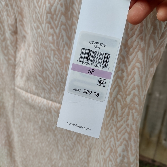 NWT Calvin Klein Cream Patterned Mini Dress (Size 6P) - Picture 4 of 10